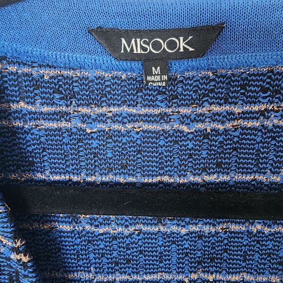 Misook Knit Jacket Women's Medium Blue Chain Trimed Pocket Tweed Stretch Acrylic - Picture 4 of 11